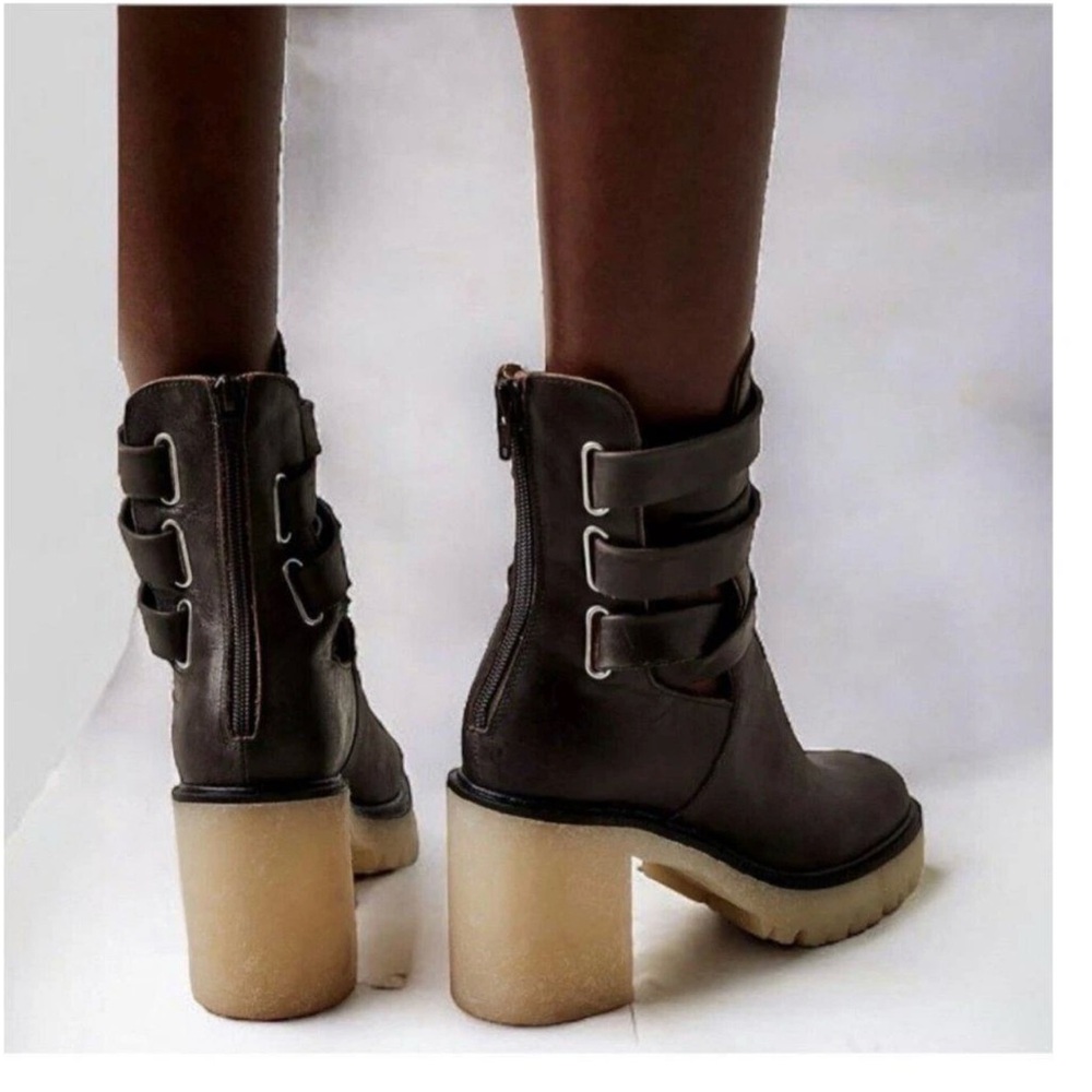 Free People Leather Jesse Cutout Boot, Size 36, Dark Brown